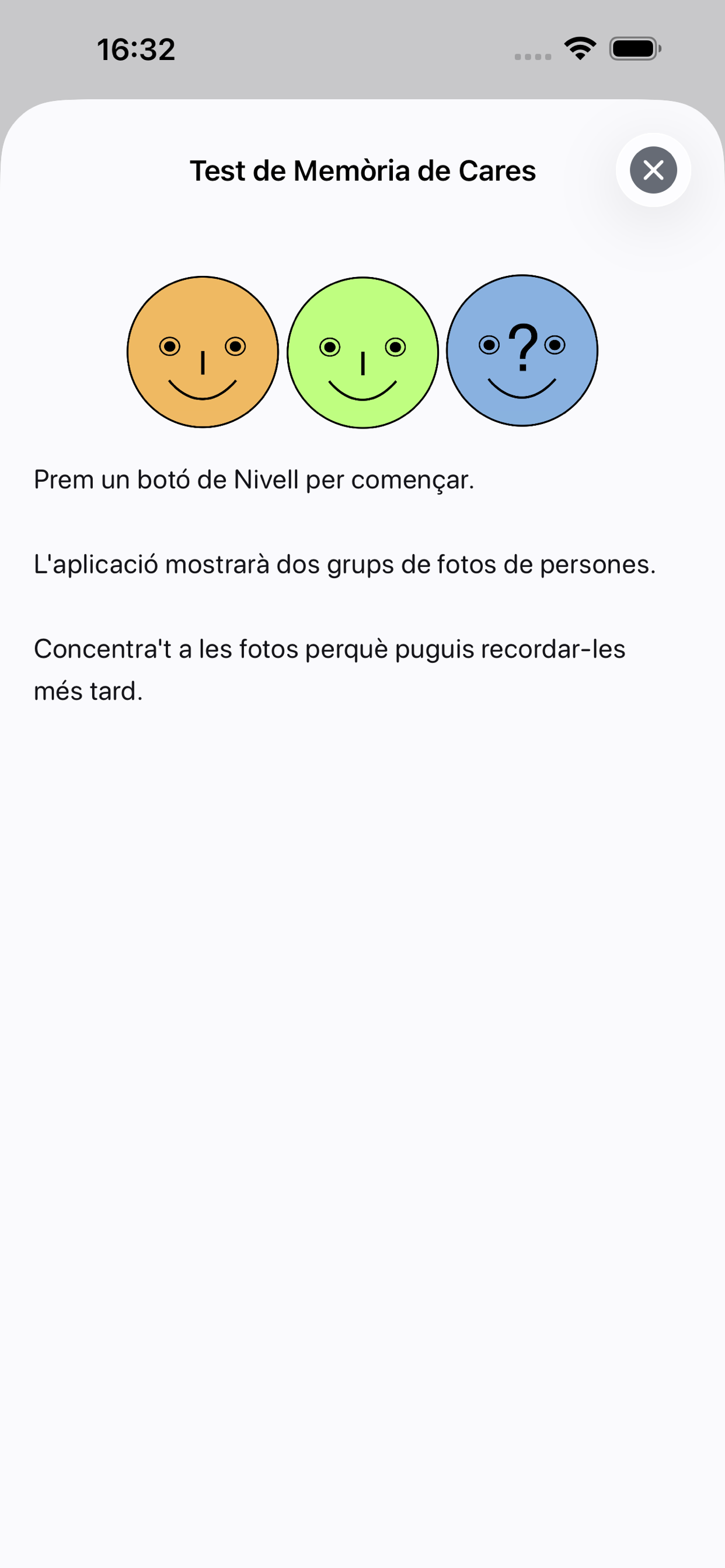 Full d'instruccions de selecció de nivell